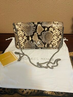 Michael Kors Snakesking leather Crossbory chain strap statement Bag